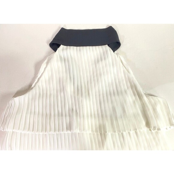 WHBM Tiered Pleats Tank Top Womens Size 14 Off White Black Necktie Lined NWOT - Picture 6 of 15